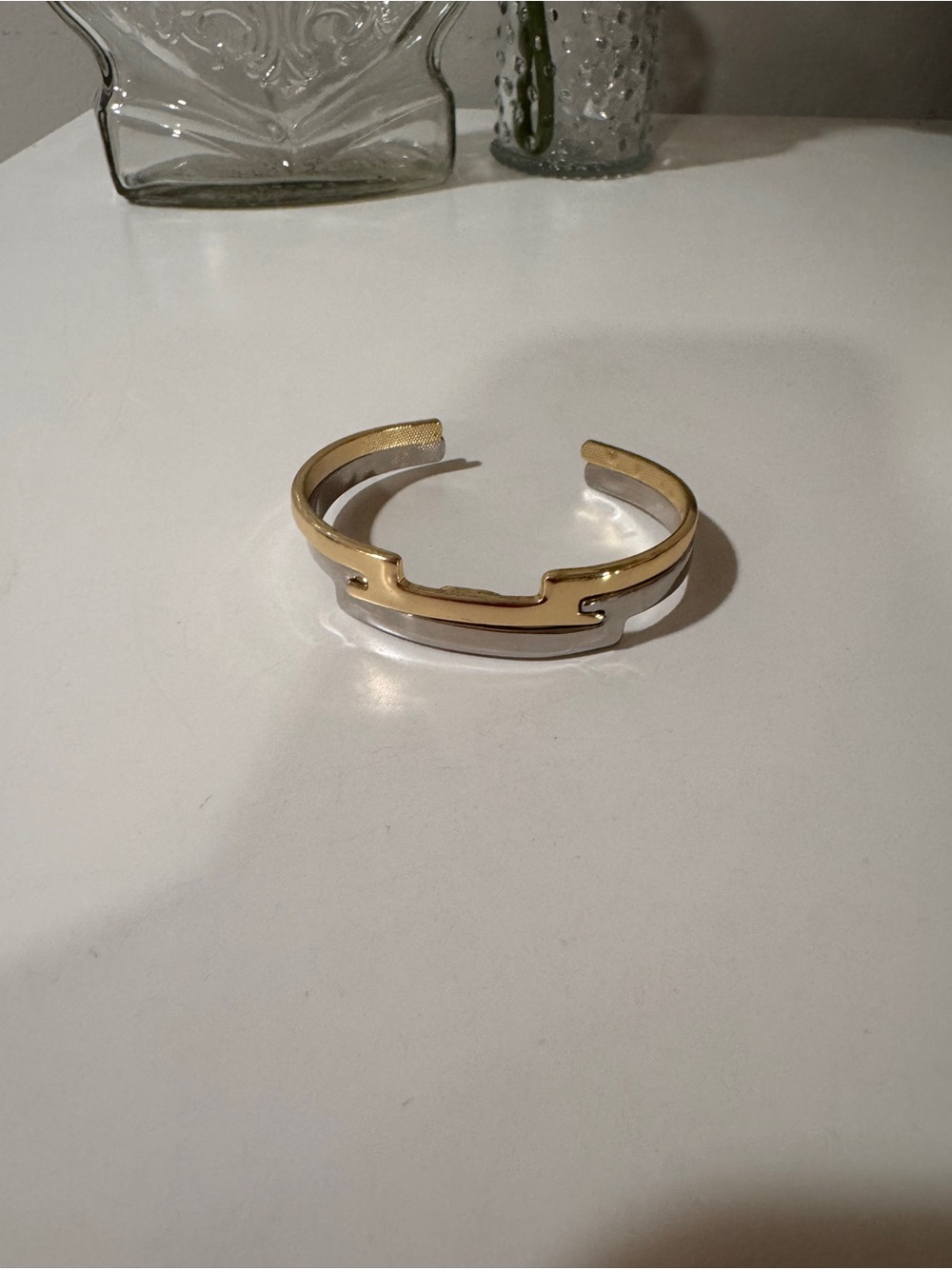 Marlyn Schiff Two-Tone Gold and Silver Open Cuff Bracelet